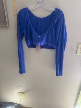 Savage X Fenty Cobalt Blue Scoop-Back Long Sleeve Crop Top